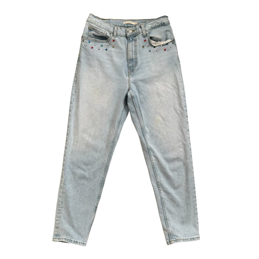 Levi's Jewel Studded High Waisted Mom Jeans Light Wash Denim Size 30 - Picture 2 of 9